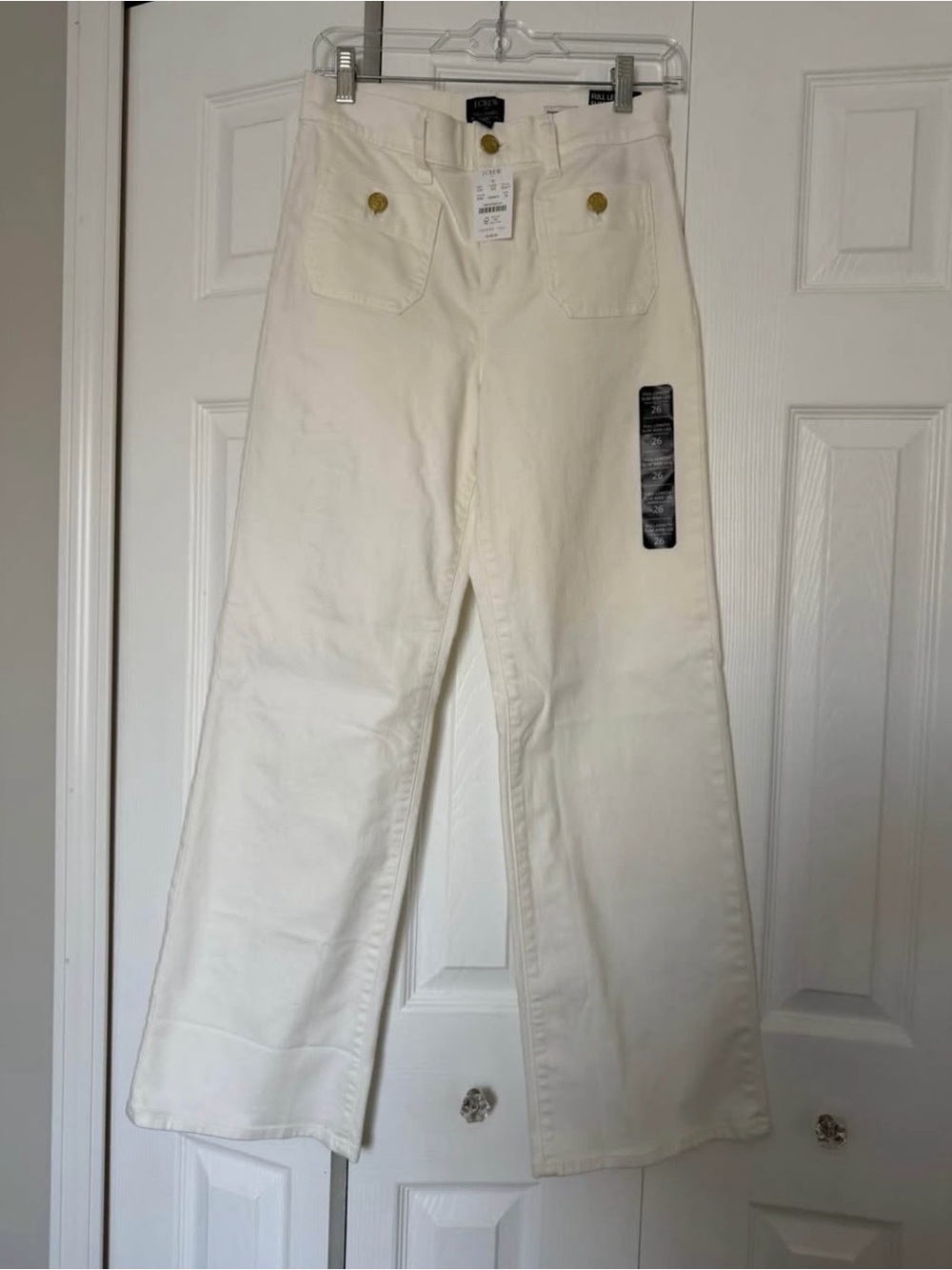 J. Crew Factory White Wide-Leg High-Rise Jeans